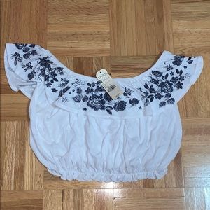 White off the shoulder crop top